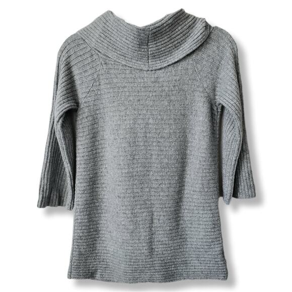 Women Lou Grey Chunky Ribbed Cowl Neck Off Shoulder Sweater XS Comfy Cozy Scandi - Picture 6 of 12
